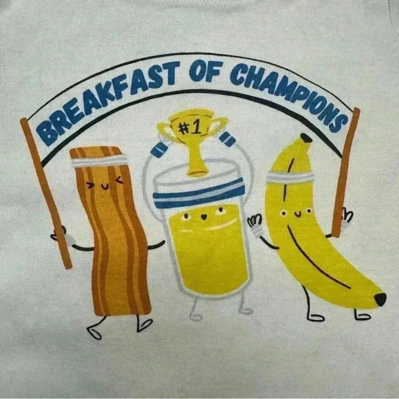 Old Navy 2 Pc Pajama  Set Breakfast Of Champions Whote & Blue Size 5T - Picture 3 of 16